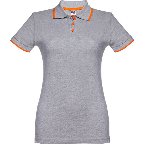 THC ROME WOMEN. 'Slim Fit' Damen Poloshirt , hellgrau melliert, 100% Baumwolle, M, 65,00cm x 45,00cm (Länge x Breite), Bild 1