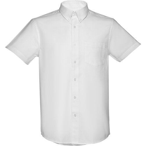 THC LONDON WH. Kurzärmeliges Herren-Oxford-Hemd. Weisse Farbe , weiss, Baumwolle und Polyester, M, 77,00cm x 52,00cm (Länge x Breite), Bild 2