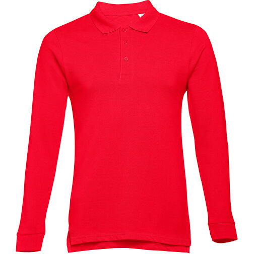 THC BERN. Langarm-Poloshirt Für Herren Aus Kardierter Baumwolle , rot, 100% Baumwolle, S, 67,50cm x 46,00cm (Länge x Breite), Bild 1
