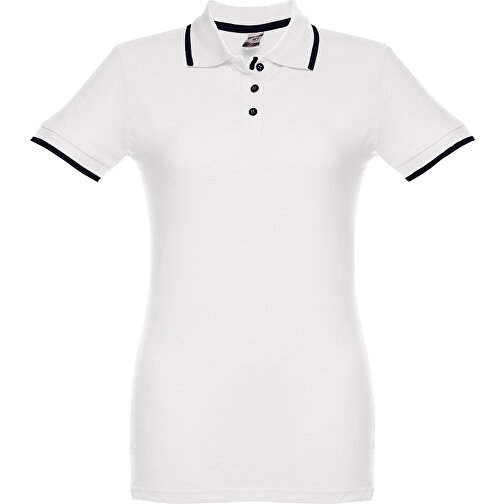 THC ROME WOMEN WH. Zweifarbiges Baumwoll-Poloshirt Für Damen , weiß, 100% Baumwolle, M, 65,00cm x 45,00cm (Länge x Breite), Bild 2
