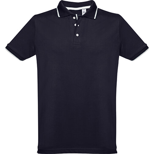 THC ROME. Zweifarbiges Baumwoll-Poloshirt Für Herren , dunkelblau, 100% Baumwolle, XL, 76,00cm x 57,00cm (Länge x Breite), Bild 1