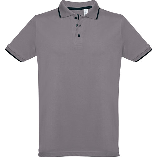 THC ROME. Zweifarbiges Baumwoll-Poloshirt Für Herren , grau, 100% Baumwolle, XL, 76,00cm x 57,00cm (Länge x Breite), Bild 1