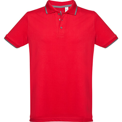 THC ROME. Zweifarbiges Baumwoll-Poloshirt Für Herren , rot, 100% Baumwolle, M, 72,00cm x 51,00cm (Länge x Breite), Bild 1