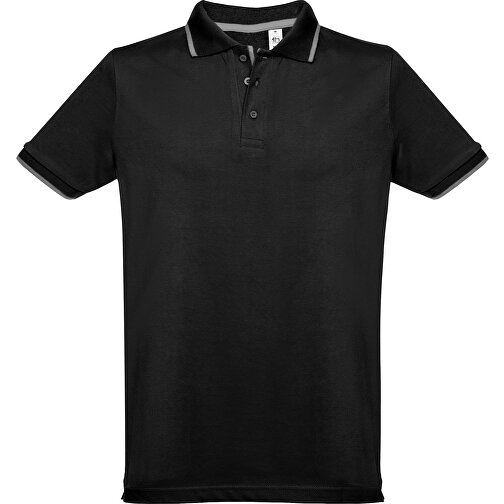 THC ROME. Zweifarbiges Baumwoll-Poloshirt Für Herren , schwarz, 100% Baumwolle, XL, 76,00cm x 57,00cm (Länge x Breite), Bild 1
