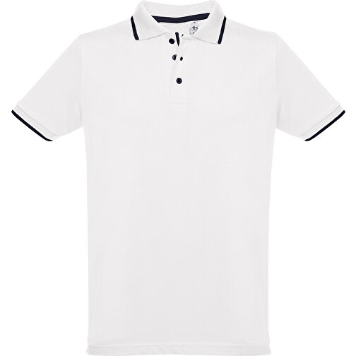 THC ROME WH. Zweifarbiges Baumwoll-Poloshirt Für Männer. Weisse Farbe , weiss, 100% Baumwolle, S, 70,00cm x 48,00cm (Länge x Breite), Bild 1