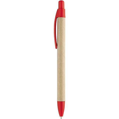 REMI. Kraftpapier-Kugelschreiber Mit Clip , rot, Kraftpapier, , Bild 1