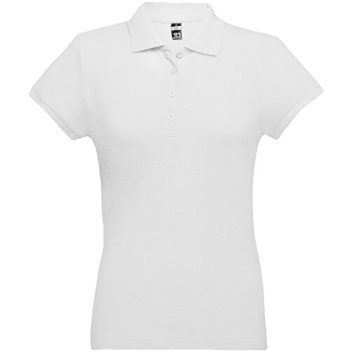 THC EVE WH. Kurzarm-Poloshirt Mit Gürtel Für Damen Aus Kardierter Baumwolle , weiß, 100% Baumwolle, XL, 66,00cm x 49,00cm (Länge x Breite), Bild 2