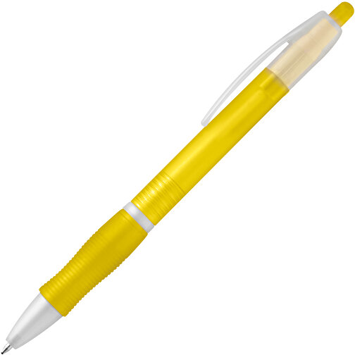 SLIM. Rutschfester Kugelschreiber Mit Clip , gelb, Kunststoff, , Bild 2