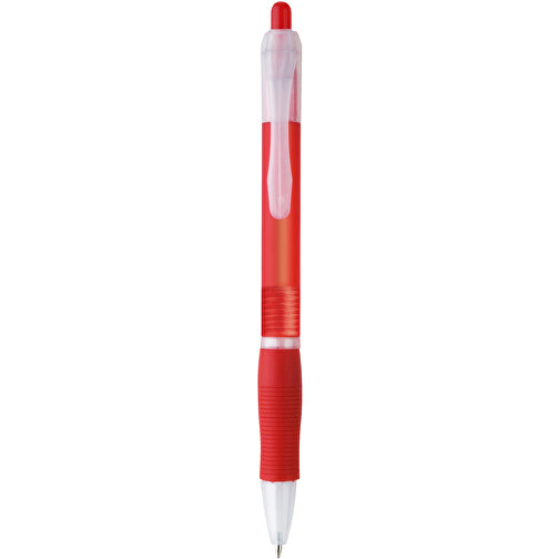 SLIM. Rutschfester Kugelschreiber Mit Clip , rot, Kunststoff, , Bild 1