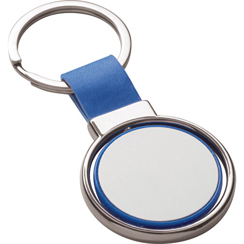 ALBRIGHT. Schlüsselanhänger Aus Metall , blau, Lederimitation und Metall, , Bild 1