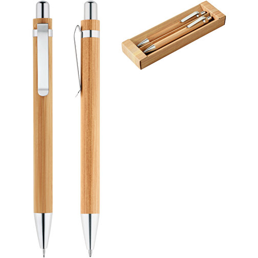 GREENY. Schreibset Mit Kugelschreiber Und Minenbleistift Aus Bambus , natur, Bambus, , Bild 3