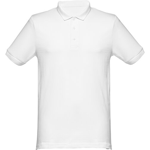 THC MONACO WH. Kurzarm-Poloshirt Für Herren Aus Kardierter Baumwolle , weiss, 100% Baumwolle, M, 72,00cm x 50,00cm (Länge x Breite), Bild 1