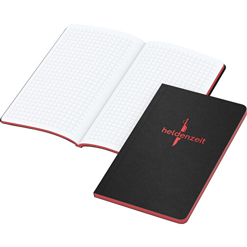 Notizbuch Tablet-Book Slim Bestseller Pocket, Rot , schwarz, rot, Hochweisses Schreibpapier 80 g/m², 15,20cm x 9,40cm (Länge x Breite), Bild 1
