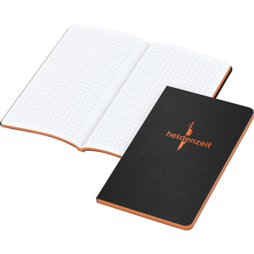 Notizbuch Tablet-Book Slim Bestseller Pocket, Orange , schwarz, orange, Hochweisses Schreibpapier 80 g/m², 15,20cm x 9,40cm (Länge x Breite), Bild 1
