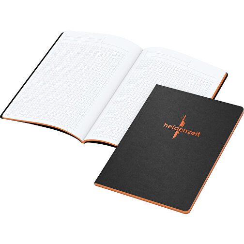 Notizbuch Tablet-Book Slim Bestseller A5, Orange , schwarz, orange, Hochweißes Schreibpapier 90 g/m², 21,00cm x 14,80cm (Länge x Breite), Bild 1