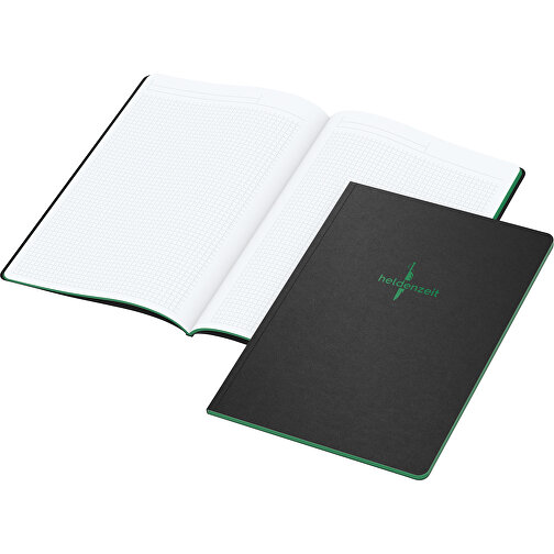 Notizbuch Tablet-Book Slim Bestseller A4, Grün , schwarz, grün, Hochweisses Schreibpapier 90 g/m², 29,70cm x 21,00cm (Länge x Breite), Bild 1