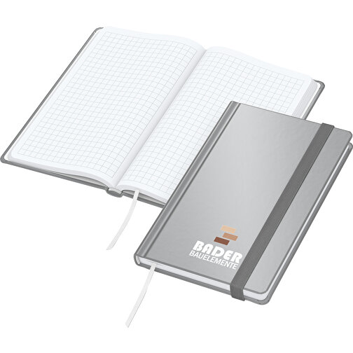Notizbuch Easy-Book Comfort X.press Pocket, Silber , silber, Hochweisses Schreibpapier 80g/m2, 15,20cm x 9,40cm (Länge x Breite), Bild 1