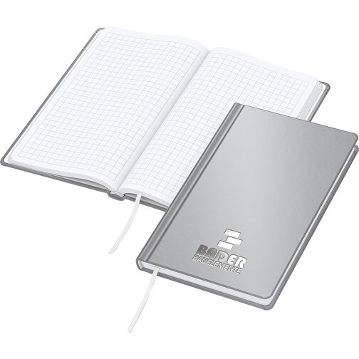 Notesbog Easy-Book Basic Pocket Bestseller, sølvgrå, sølvfarvet prægning, Billede 1
