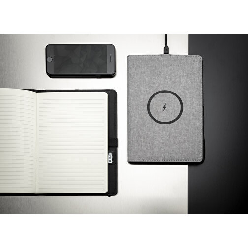 Air 5W Wireless Charging Nachfüllbares Journal-Cover A5, Schwarz , schwarz, Polyester, 22,30cm x 2,00cm (Länge x Höhe), Bild 12
