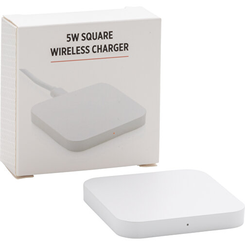 5W Square Wireless Charger, Weiss , weiss, ABS, 6,20cm x 0,80cm (Länge x Höhe), Bild 8