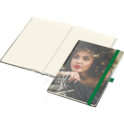 Notisbok Match-Book cream bestselger A4, Cover-Star glans, grønn, Bilde 1