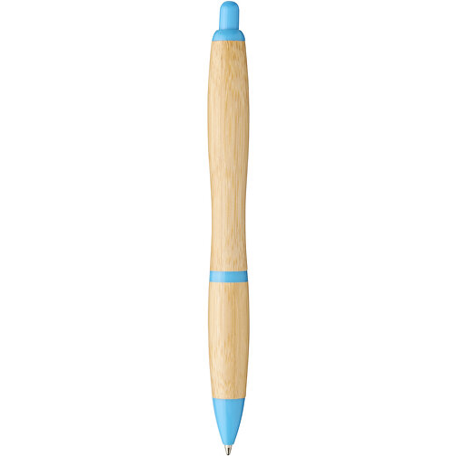 Nash Kugelschreiber Aus Bambus , Green Concept, natur / hellblau, Bambusholz, ABS Kunststoff, 14,00cm (Länge), Bild 3