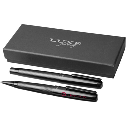 Gloss Duo-Stift-Geschenkset , schwarz, Metall, 16,00cm x 2,00cm x 6,00cm (Länge x Höhe x Breite), Bild 2