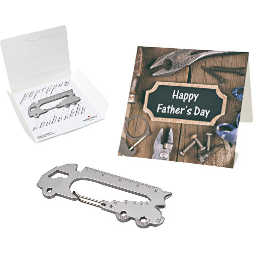 Set de cadeaux / articles cadeaux : ROMINOX® Key Tool Truck (22 functions) emballage à motif Happy, Image 1