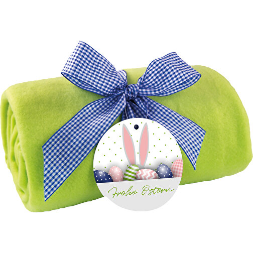 Fleeceteppe Happy Easter - eplegrønn - 120 x 150 cm - 120 x 150 cm, 180 g/m² - 120 x 150 cm, 180 g/m, Bilde 1