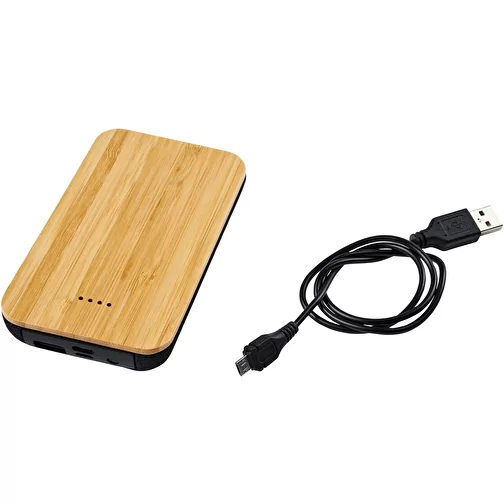 Bambusowy/materiałowy bezprzewodowy powerbank Future 6000 mAh, Obraz 7