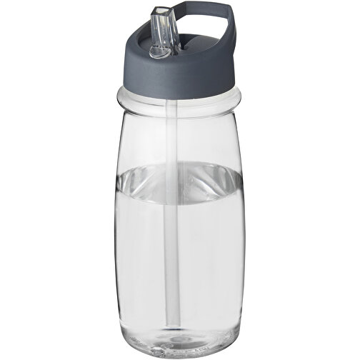H2O Active® Pulse 600 Ml Sportflasche Mit Ausgussdeckel , transparent / storm grey, PET Kunststoff, 72% PP Kunststoff, 17% SAN Kunststoff, 11% PE Kunststoff, 19,90cm (Höhe), Bild 1