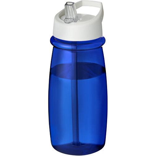H2O Active® Pulse 600 Ml Sportflasche Mit Ausgussdeckel , blau / weiss, PET Kunststoff, 72% PP Kunststoff, 17% SAN Kunststoff, 11% PE Kunststoff, 19,90cm (Höhe), Bild 1