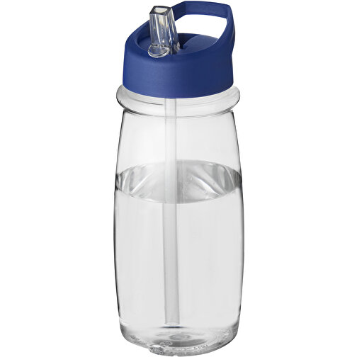 H2O Active® Pulse 600 Ml Sportflasche Mit Ausgussdeckel , transparent / blau, PET Kunststoff, 72% PP Kunststoff, 17% SAN Kunststoff, 11% PE Kunststoff, 19,90cm (Höhe), Bild 1