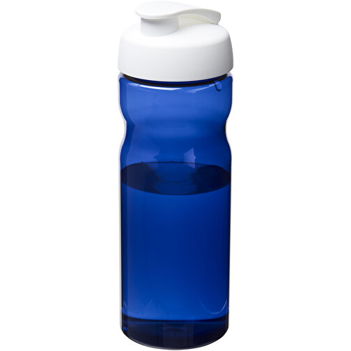 H2O Eco 650 Ml Sportflasche Mit Klappdeckel , blau / weiß, PCR plastic, PP-Kunststoff, 22,40cm (Höhe), Bild 1