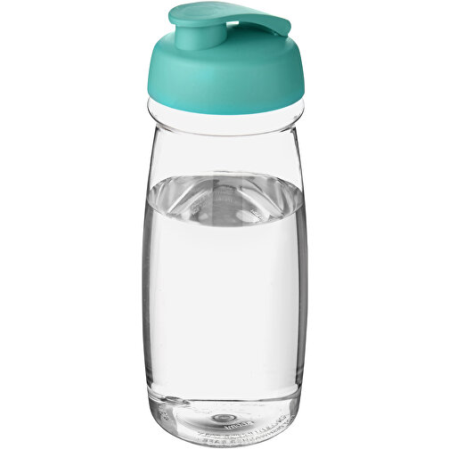 H2O Active® Pulse 600 Ml Sportflasche Mit Klappdeckel , transparent / aquablau, PET Kunststoff, PP Kunststoff, 20,30cm (Höhe), Bild 1