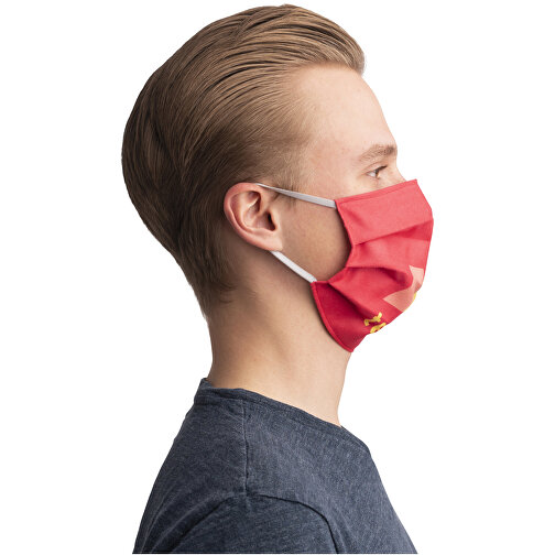 Wiederverwendbare Sublimations-Maske Mit Elastischen Bändern , weiss, 88% Polyester, 12% Nylon, 20,00cm x 9,00cm (Länge x Höhe), Bild 4