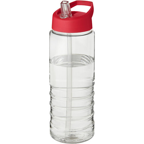 H2O Active® Treble 750 Ml Sportflasche Mit Ausgussdeckel , transparent / rot, PET Kunststoff, 72% PP Kunststoff, 17% SAN Kunststoff, 11% PE Kunststoff, 22,80cm (Höhe), Bild 1