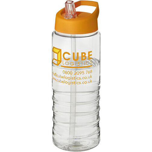 H2O Active® Treble 750 Ml Sportflasche Mit Ausgussdeckel , transparent / orange, PET Kunststoff, 72% PP Kunststoff, 17% SAN Kunststoff, 11% PE Kunststoff, 22,80cm (Höhe), Bild 2