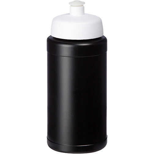 Baseline® Plus 500 Ml Flasche Mit Sportdeckel , schwarz / weiß, HDPE Kunststoff, PP Kunststoff, 18,50cm (Höhe), Bild 1