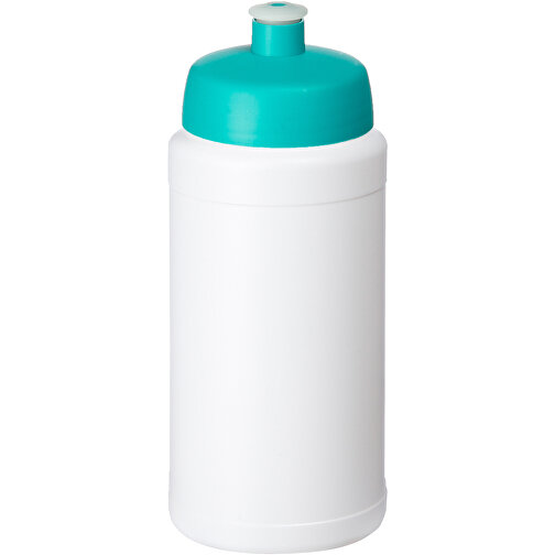 Baseline® Plus 500 Ml Flasche Mit Sportdeckel , weiss / aquablau, HDPE Kunststoff, PP Kunststoff, 18,50cm (Höhe), Bild 1