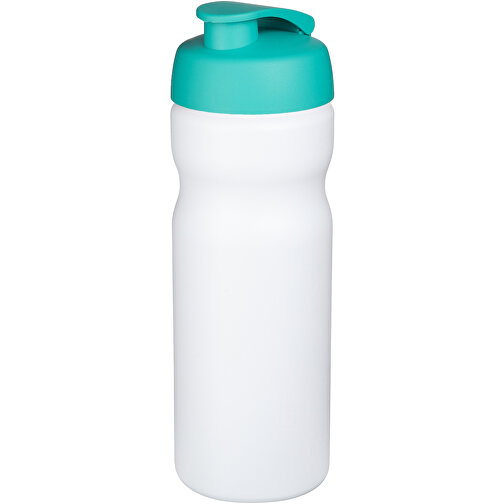 Baseline® Plus 650 Ml Sportflasche Mit Klappdeckel , weiß / aquablau, HDPE Kunststoff, PP Kunststoff, 22,30cm (Höhe), Bild 1