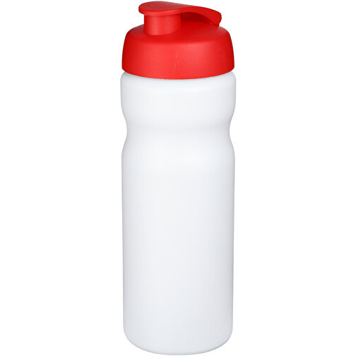 Baseline® Plus 650 Ml Sportflasche Mit Klappdeckel , weiß / rot, HDPE Kunststoff, PP Kunststoff, 22,30cm (Höhe), Bild 1
