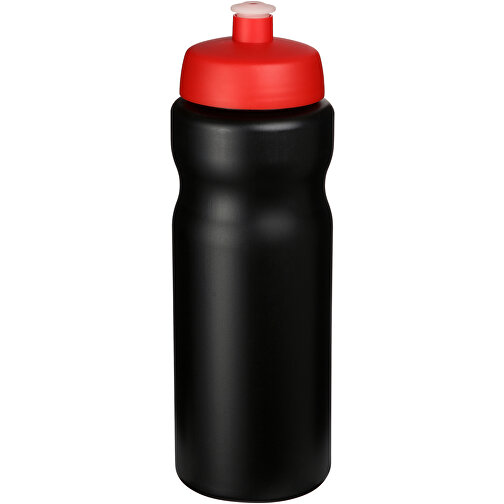 Baseline® Plus 650 Ml Sportflasche , schwarz / rot, HDPE Kunststoff, PP Kunststoff, 22,30cm (Höhe), Bild 1