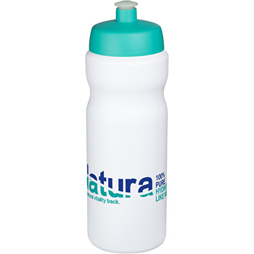 Baseline® Plus 650 Ml Sportflasche , weiß / aquablau, HDPE Kunststoff, PP Kunststoff, 22,30cm (Höhe), Bild 2