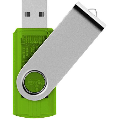 Rotate Transculent USB-Stick , grün MB , 4 GB , Kunststoff, Aluminium MB , 5,80cm x 1,90cm x 1,00cm (Länge x Höhe x Breite), Bild 1