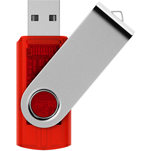 Rotate Transculent USB-Stick , rot MB , 32 GB , Kunststoff, Aluminium MB , 5,80cm x 1,90cm x 1,00cm (Länge x Höhe x Breite), Bild 1