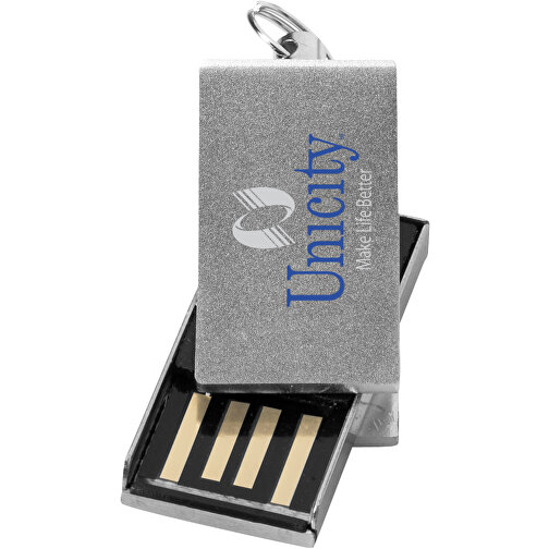 Mini Rotate USB-Stick , silber MB , 16 GB , Aluminium MB , 3,30cm x 1,60cm x 0,60cm (Länge x Höhe x Breite), Bild 2