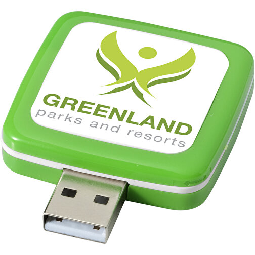 Rotating Square USB-Stick , grün MB , 32 GB , Kunststoff MB , 4,40cm x 4,00cm x 1,00cm (Länge x Höhe x Breite), Bild 2
