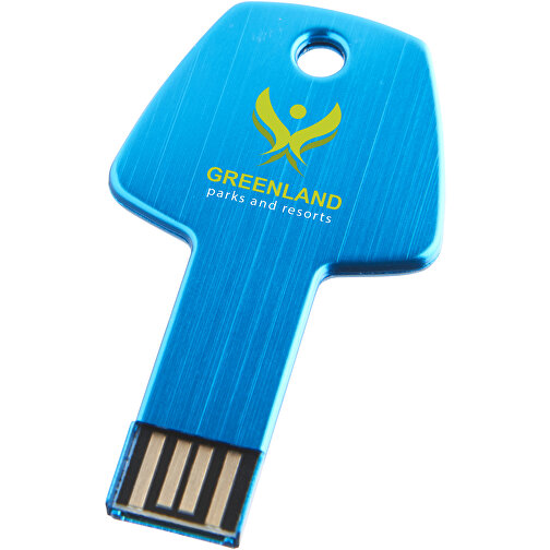 USB-Stick Schlüssel , hellblau MB , 4 GB , Aluminium MB , 5,70cm x 3,20cm x 0,30cm (Länge x Höhe x Breite), Bild 2