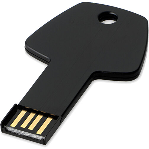USB-Stick Schlüssel , schwarz MB , 2 GB , Aluminium MB , 5,70cm x 3,20cm x 0,30cm (Länge x Höhe x Breite), Bild 1
